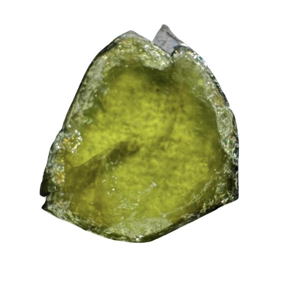 16.8 cts. Green Tourmaline Natural Crystal Slice - Custom Cabochon #11 - Picture 1 of 7